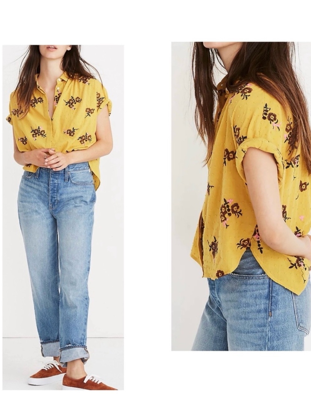 Madewell | Embroidered Hilltop Shirt in w/ embroidered "retro bouquet" floral S